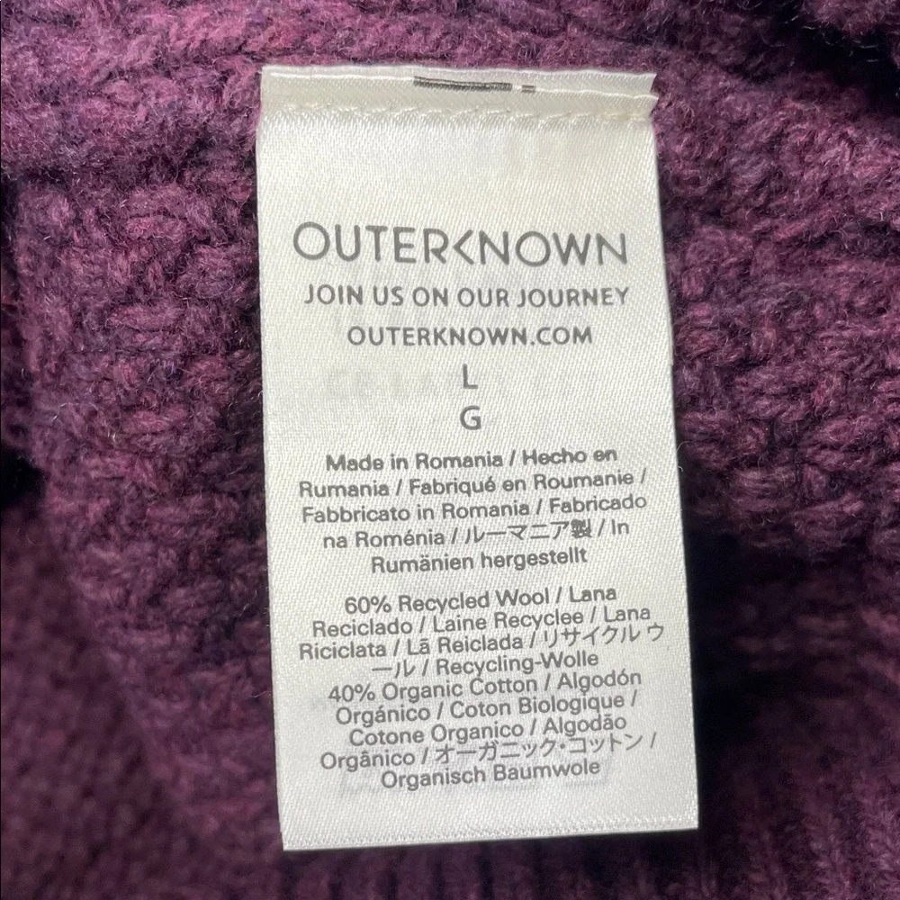 NEW Outerknown L Wool Cotton Harbor Knit Purple Textured Knit Sweater‎